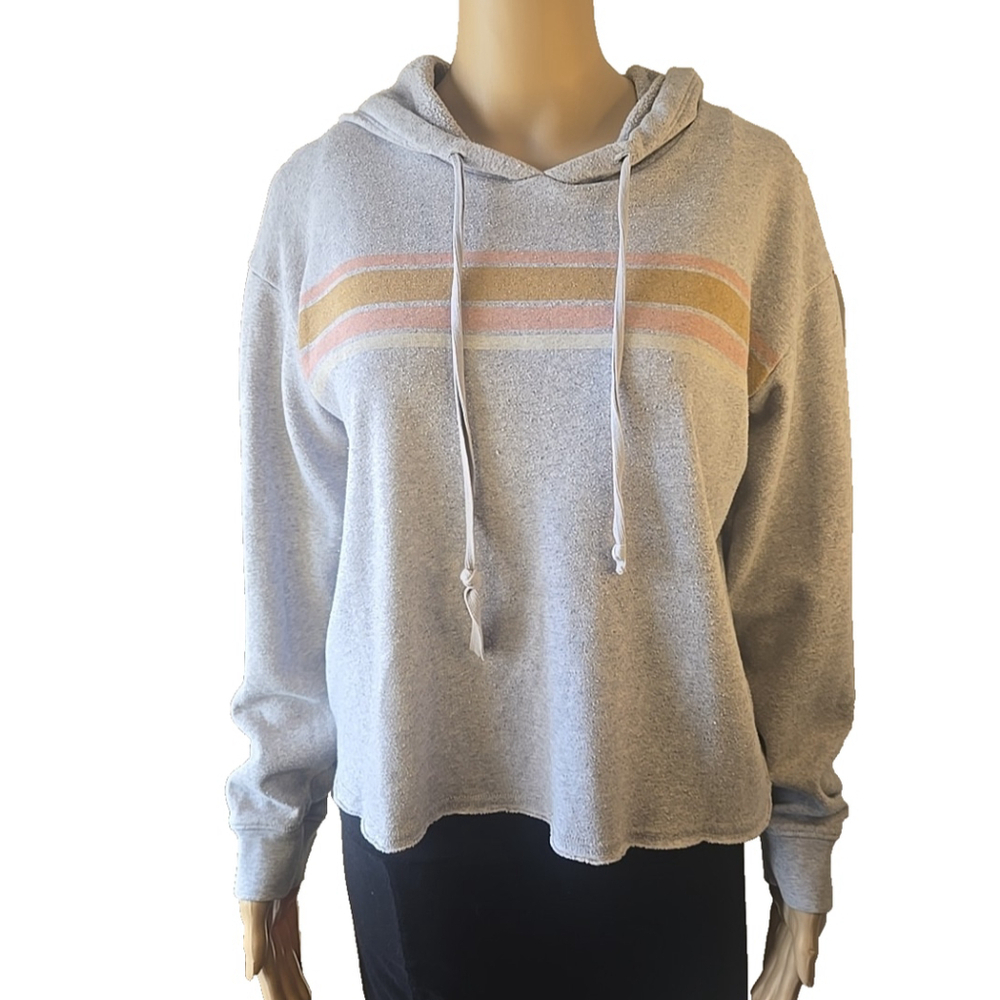 American Eagle Women's Ahh-mazingliy Soft Gray Striped Hoodie Size Small